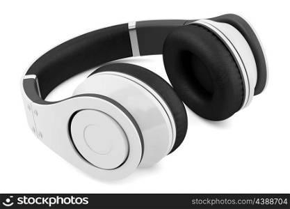 white and black wireless headphones isolated on white background