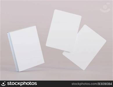 White and blank playing cards with box. Poker cards mock up. Template with copy space for your design. Close-up. Cards mockup. 3D rendering. White and blank playing cards with box. Poker cards mock up. Template with copy space for your design. Close-up. Cards mockup. 3D rendering.