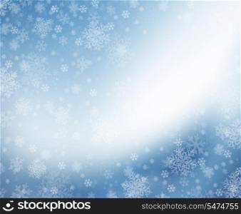 White and blue winter background with snowflakes