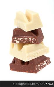 White and brown chocolate on isolated
