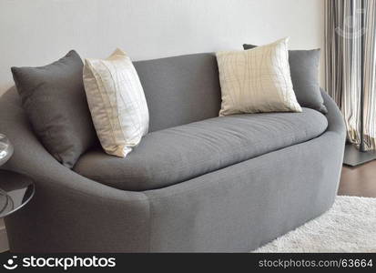 white and gray decorative pillow on a casual sofa in the living room