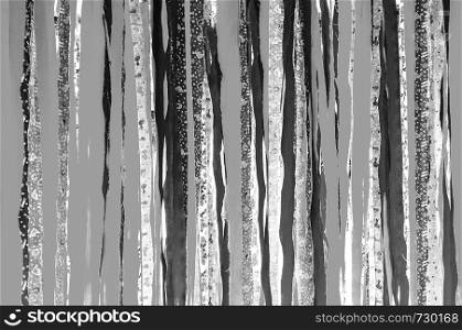 White and gray tone fabric strips background. Texture monotone coloured garment fabric wallpaper