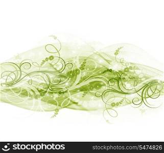 White and green spring floral design abstract background