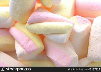 white and pink jelly fruit candies closeup