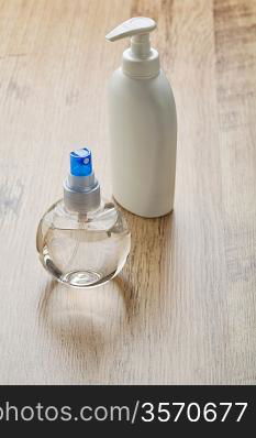 white and transparent bottles