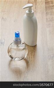 white and transparent bottles