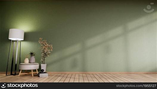 White Armchair and decorations plant in a room green modern minimalist style.3D rendering