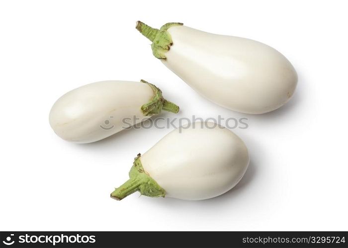 White aubergines isolated on white background