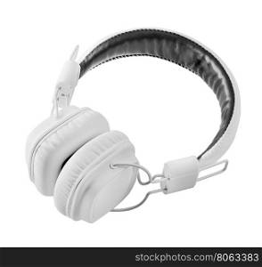 White audio headphones isolated on white background. White audio headphones