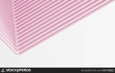 White background with pink abstract tubes, abstract background with lines, pink and white striped background