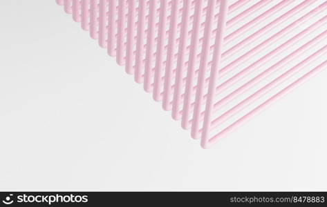 White background with pink abstract tubes, abstract background with lines, pink and white striped background