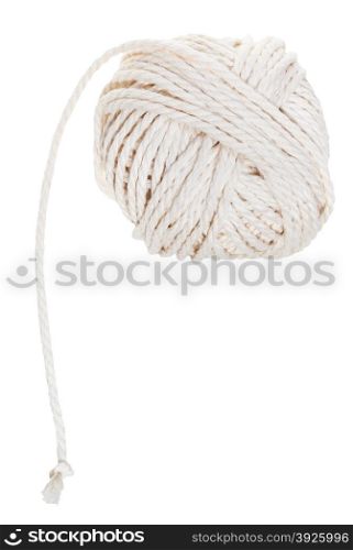 white ball of cotton rope isolated on white background