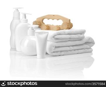 white bathing articles with massager