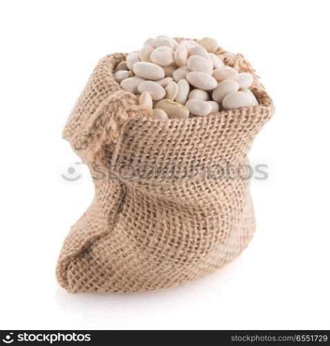 White beans bag isolated on white background.