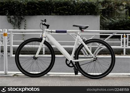white bicycle with black details