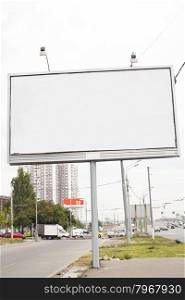 White big empty billboard on street