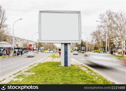 white billboard advertising mockup busy street