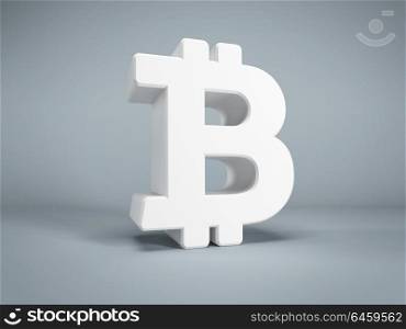 white bitcoin symbol, 3d rendering