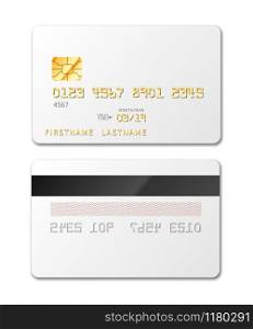 White blank credit card mockup isolated on white. White blank credit card mockup on white