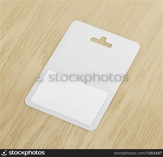 White blank gift card on wood background
