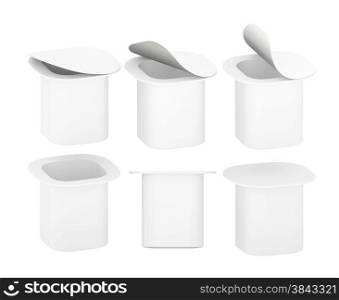 White blank plastic cup for dairy product like yogurt, cream with clipping path. Mock up packaging for your design and artwork.&#xA;