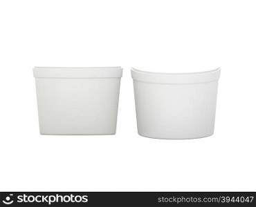 White blank short Tub Food Plastic Container with clipping path, Plastic package mock up For Dessert, Yogurt, Ice Cream, Snack or frozen food. Ready For Your Design and artwork