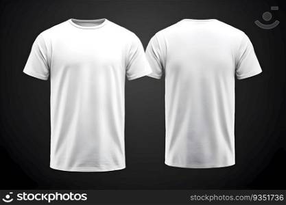 White blank t - shirt front and back views mock up. Generative AI