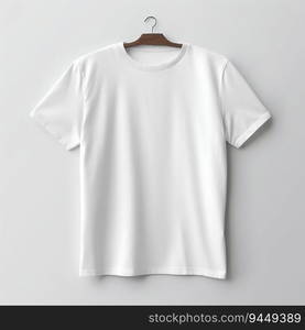 White Blank T-shirt on White Background. Generative ai. High quality illustration. White Blank T-shirt on White Background. Generative ai