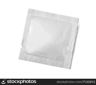 White Blank template Packaging Foil wet wipes Pouch Medicine Or Condom. Food Packing Coffee, Salt, Sugar, Pepper, Spices, Sweets.With clipping path