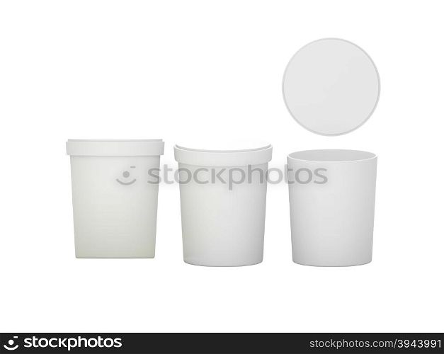 White blank Tub Food Plastic Container packaging with clipping path, Plastic package mock up For Dessert, Yogurt, Ice Cream, Snack or frozen food. Ready For Your Design and artwork&#xA;