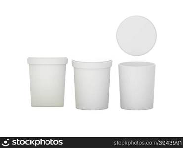 White blank Tub Food Plastic Container packaging with clipping path, Plastic package mock up For Dessert, Yogurt, Ice Cream, Snack or frozen food. Ready For Your Design and artwork&#xA;