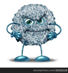 White blood cell character as a microbiology symbol of the human immune system fighting off infections defending and protecting the body from infectious disease as a 3D illustration.