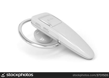 White bluetooth headset on white background