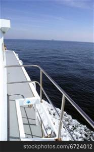 White boat ana blue sea