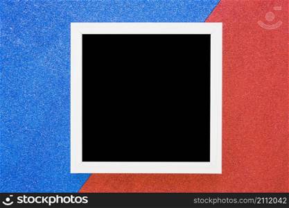 white border frame dual blue red background