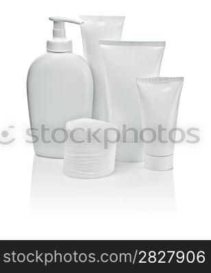 white bottles and pads