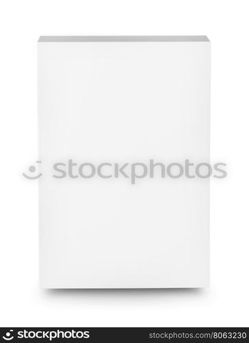 White box shot from the front isolated on white background. White box shot from the front