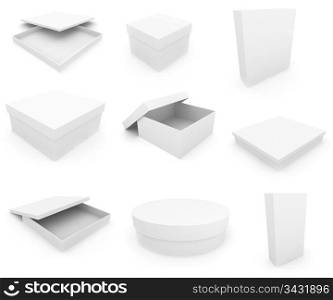 White boxs over white background. 3d render