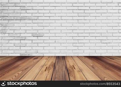 white brick wall room and floor background texture