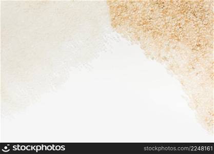 white brown uncooked rice white background