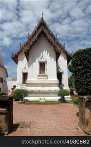 White buddhist temple in Narai palace, Lop Buri, Thailand