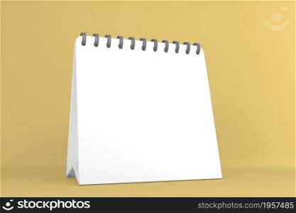 white calendar on yellow background.3D rendering