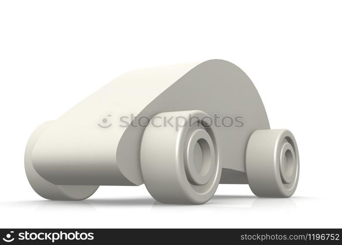 White car model on white background, 3D rendering