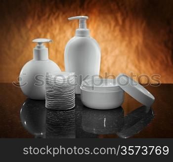 white care set on black and brown background