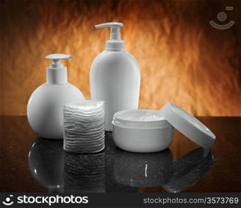 white care set on black and brown background