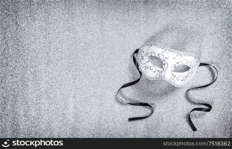 White carnival mask. Holidays background. Mardi gras