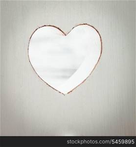 White carved wooden heart, shabby chic style, valentine decor