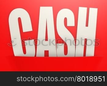 White cash word in red pocket, business concept image with hi-res rendered artwork that could be used for any graphic design.