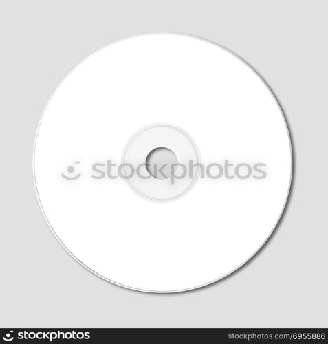 White CD - DVD label mockup template isolated on grey background. White CD - DVD mockup template isolated on Grey