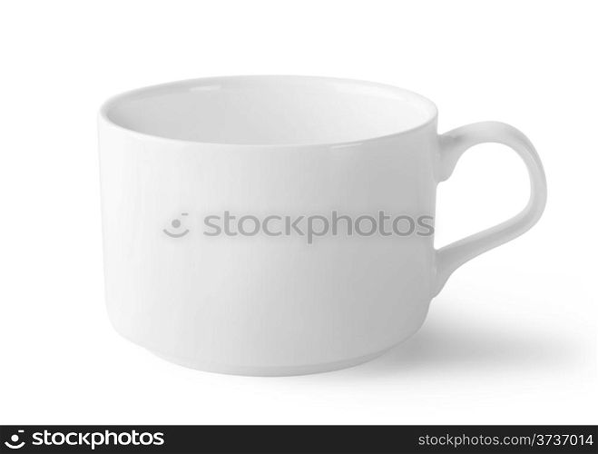 White ceramic cup isolated on white background